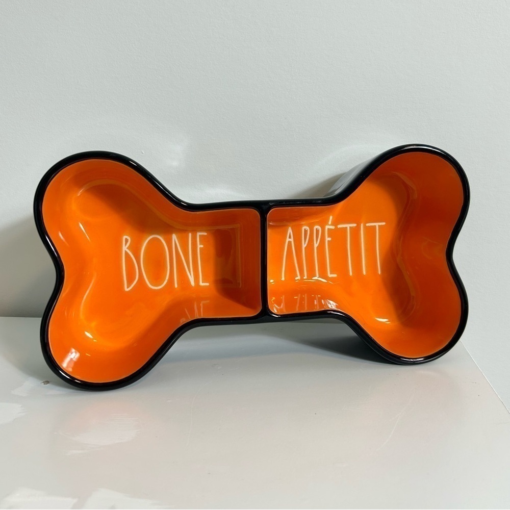 Rae Dunn Halloween “Bone Appetit” Ceramic Dog Dish